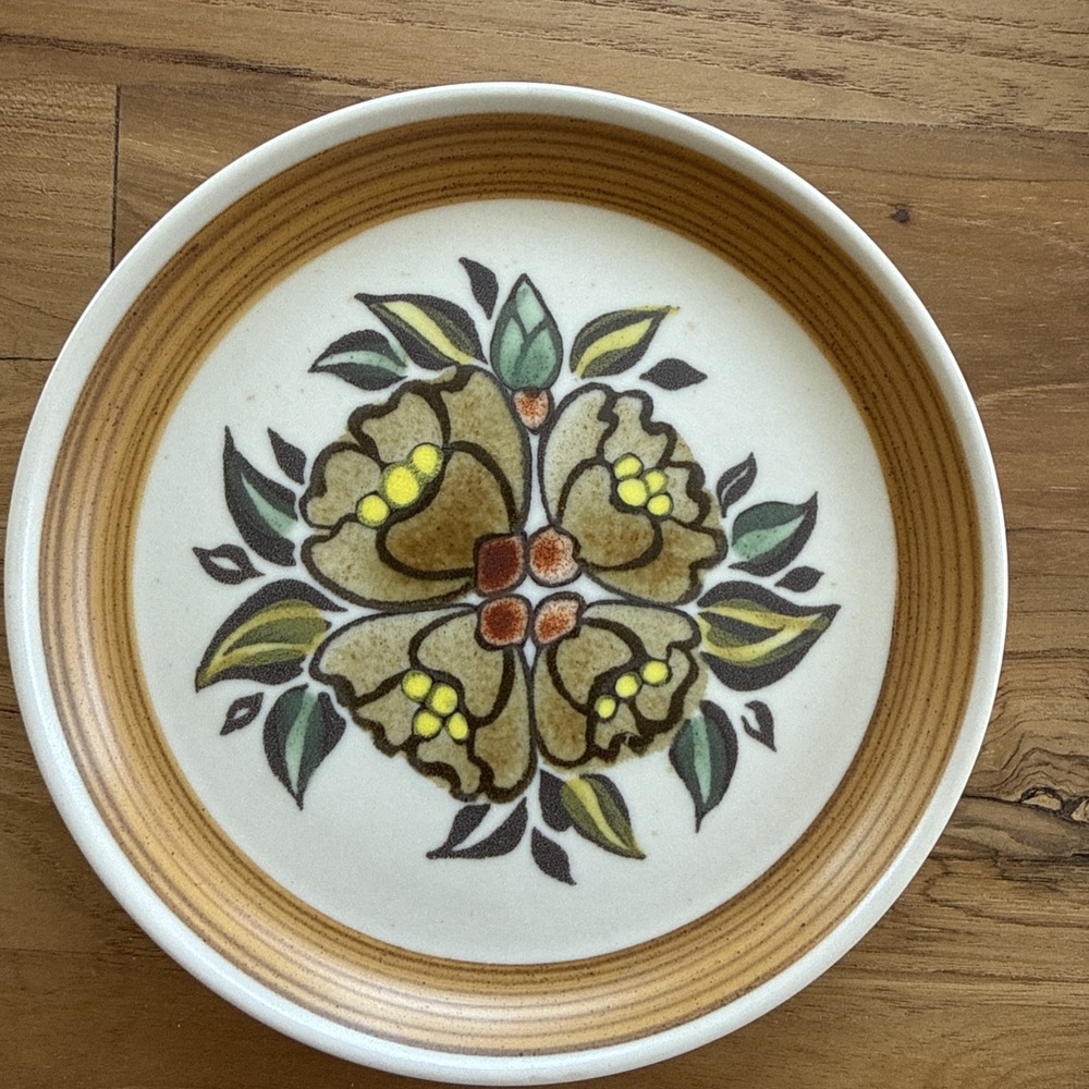 Excellent‎ Langley 6.5" Bread Plates Brown Floral Mayflower Stoneware Set of 6